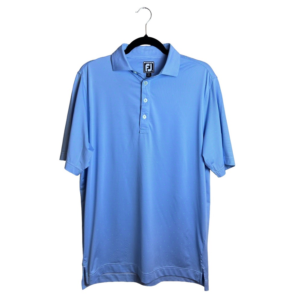 FootJoy Polo Golf Shirt Blue Textured Polka Dot Athletic Fit Men's Medium